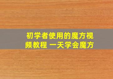 初学者使用的魔方视频教程 一天学会魔方